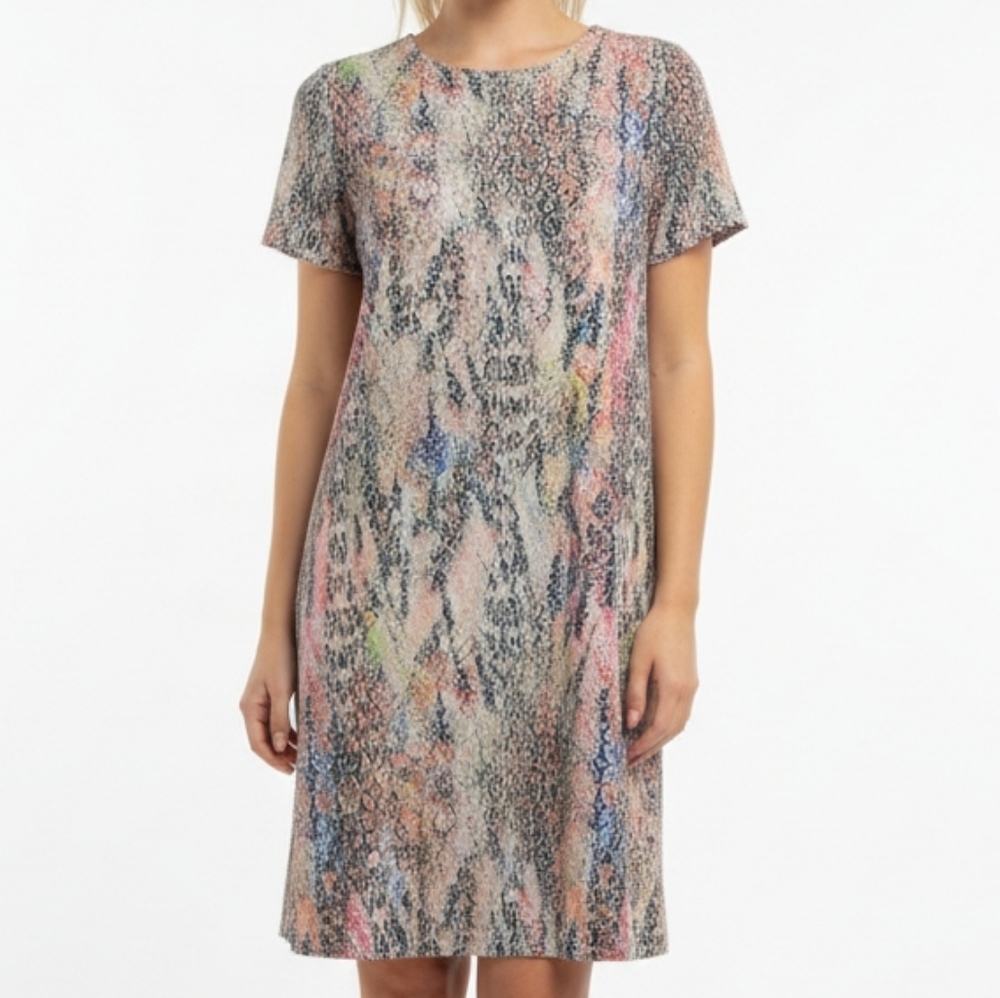 NEW Short Sleeve Dress Size M Pastel Contemporary Minimalist Colorful Feminine